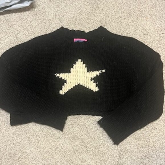 Edikted black cropped star sweater, S - Picture 1 of 2